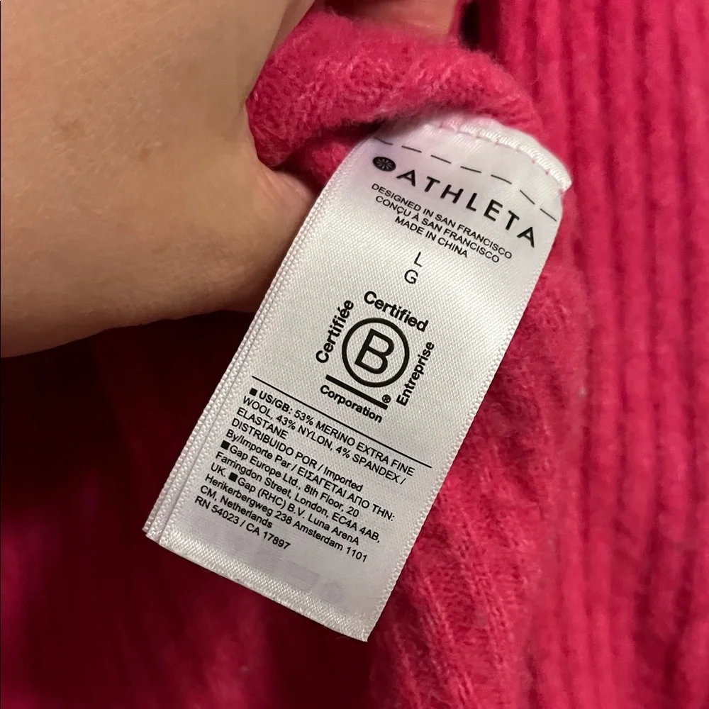 Athleta | L | Bright Pink Ribbed Sweater - Picture 3 of 4